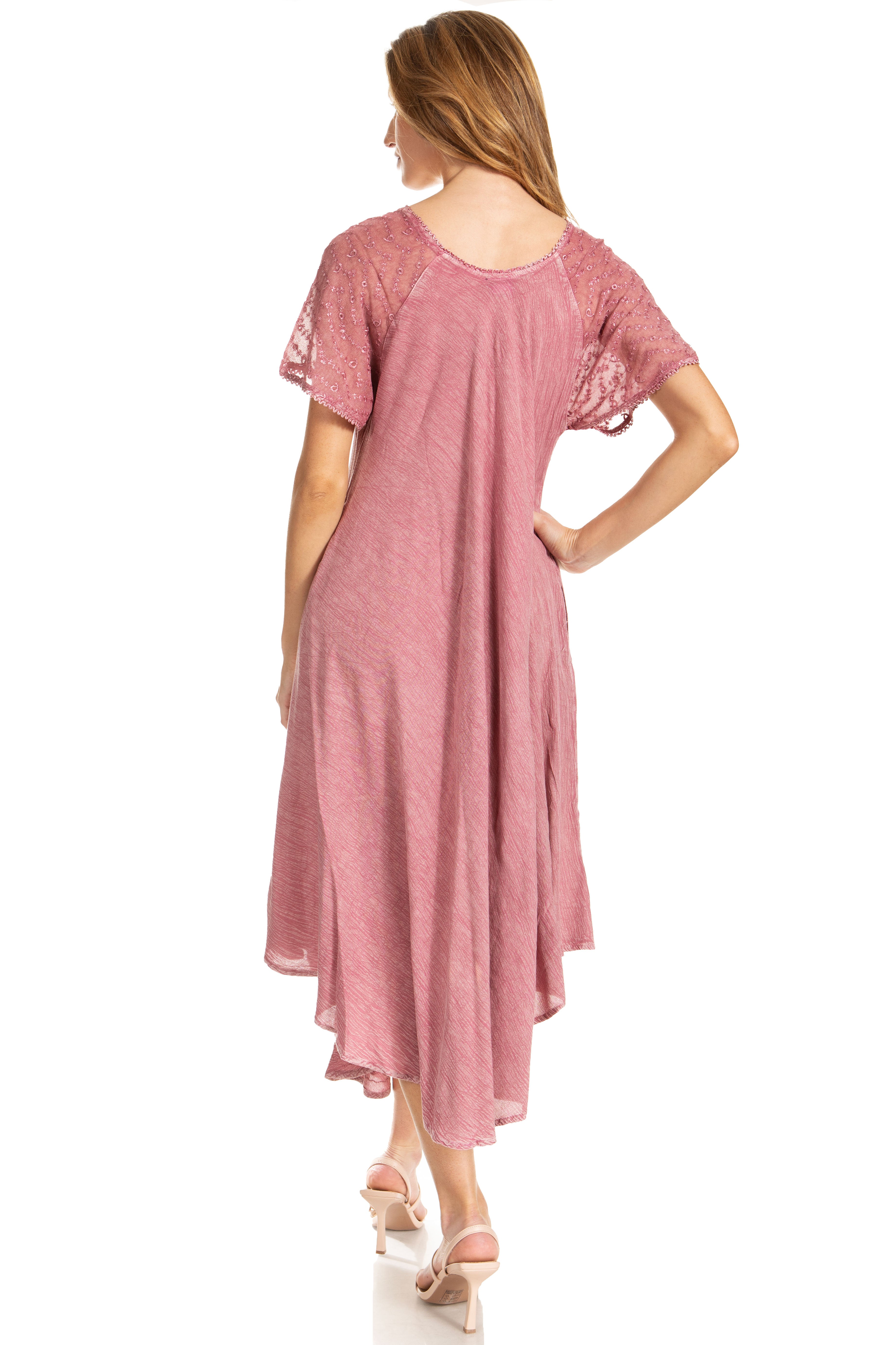 Women's Embroidered Long Caftan Dress and Cover-up