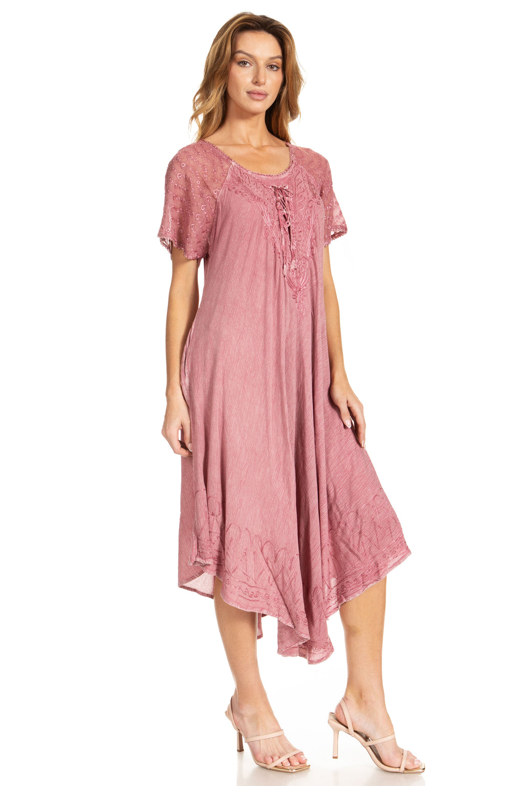 Women's Embroidered Long Caftan Dress and Cover-up