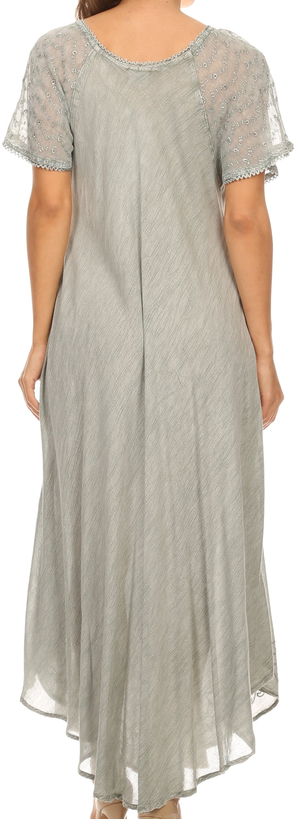 Women's Embroidered Long Caftan Dress and Cover-up