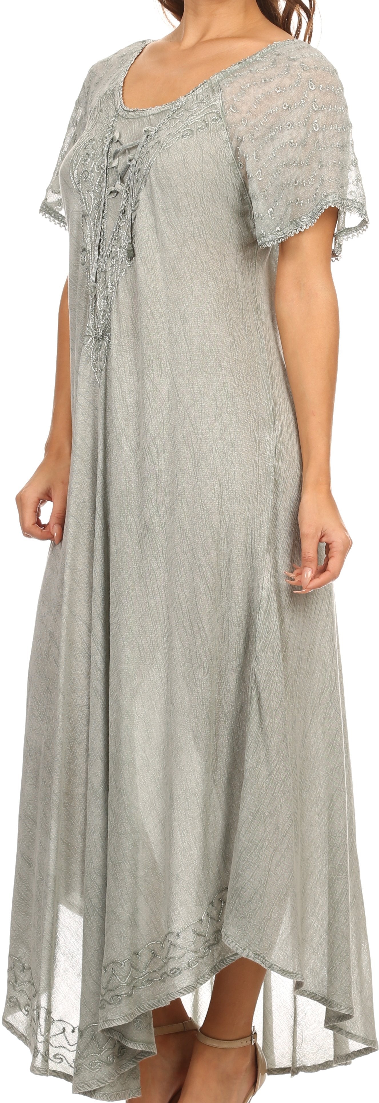 Women's Embroidered Long Caftan Dress and Cover-up