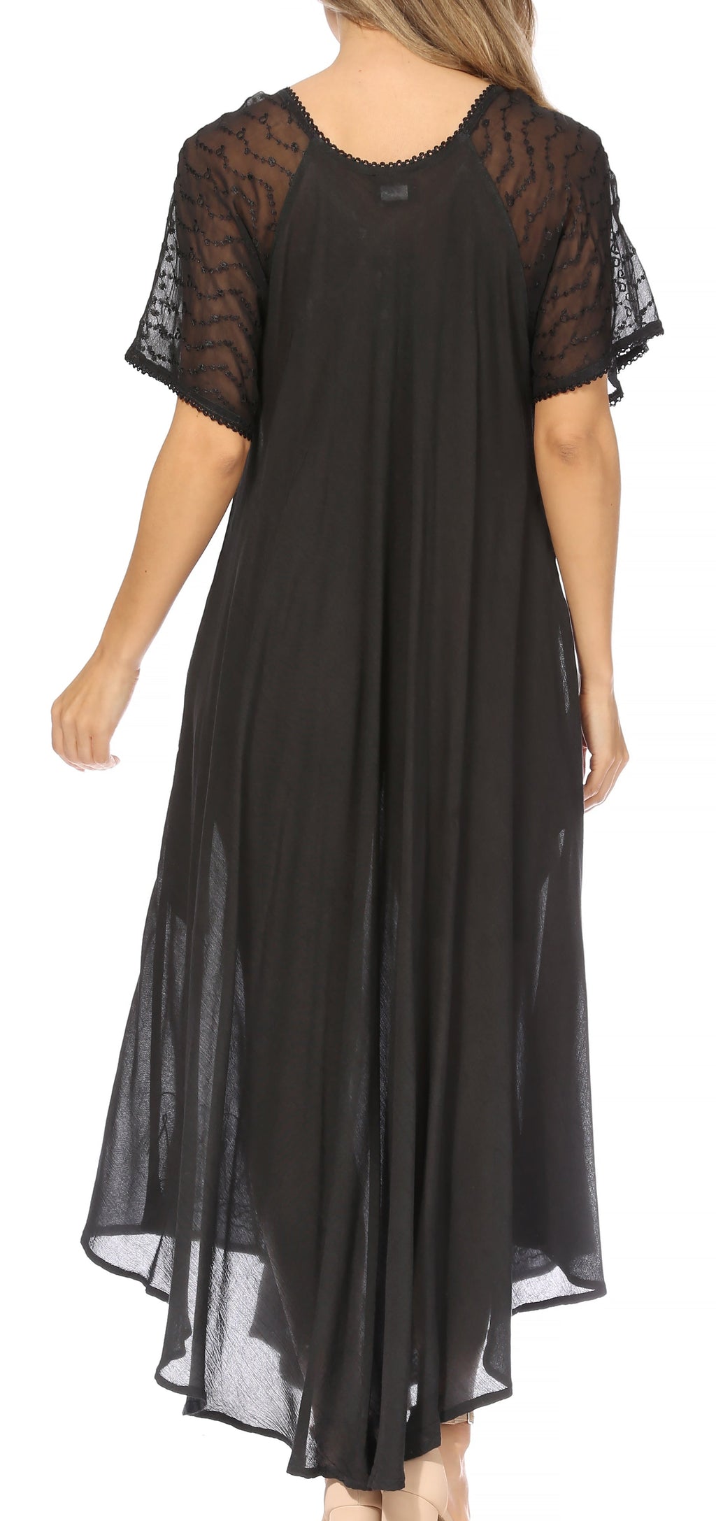 Women's Embroidered Long Caftan Dress and Cover-up