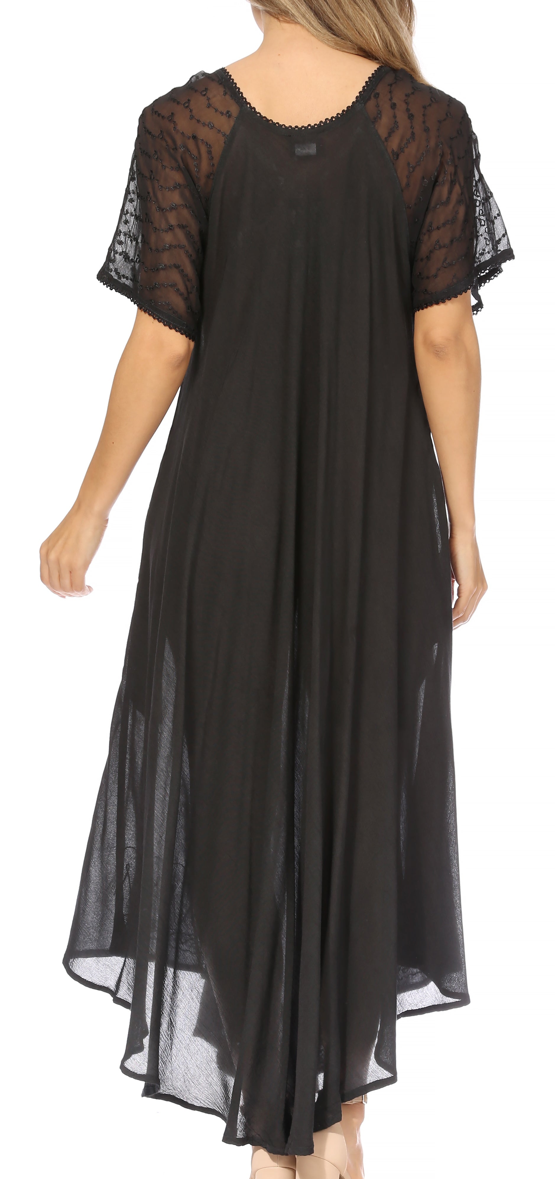 Women's Embroidered Long Caftan Dress and Cover-up