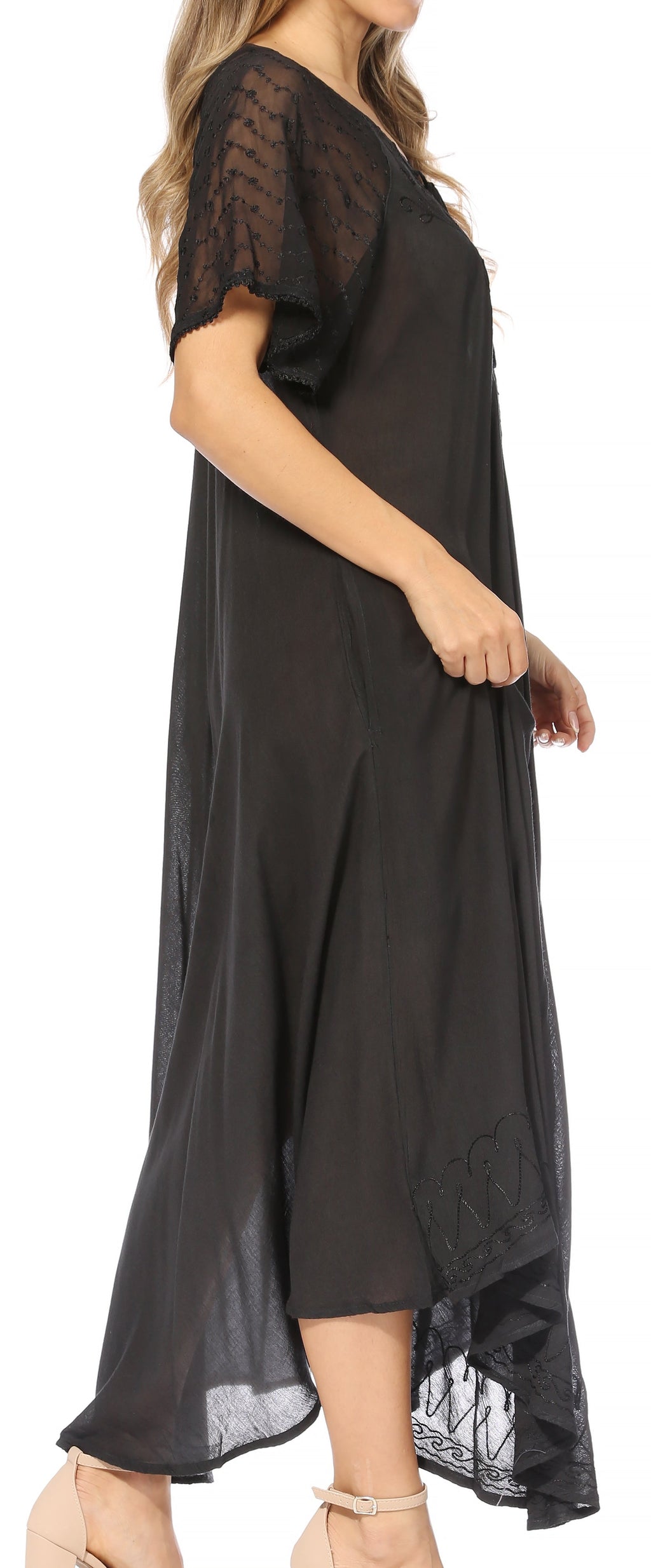 Women's Embroidered Long Caftan Dress and Cover-up