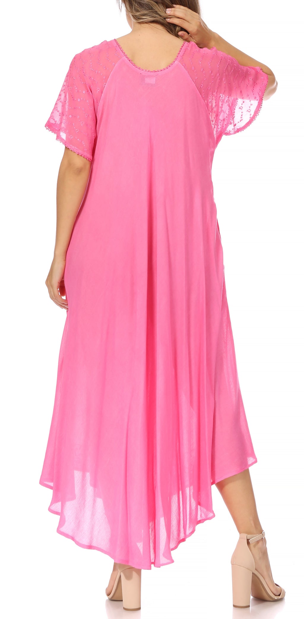 Women's Embroidered Long Caftan Dress and Cover-up