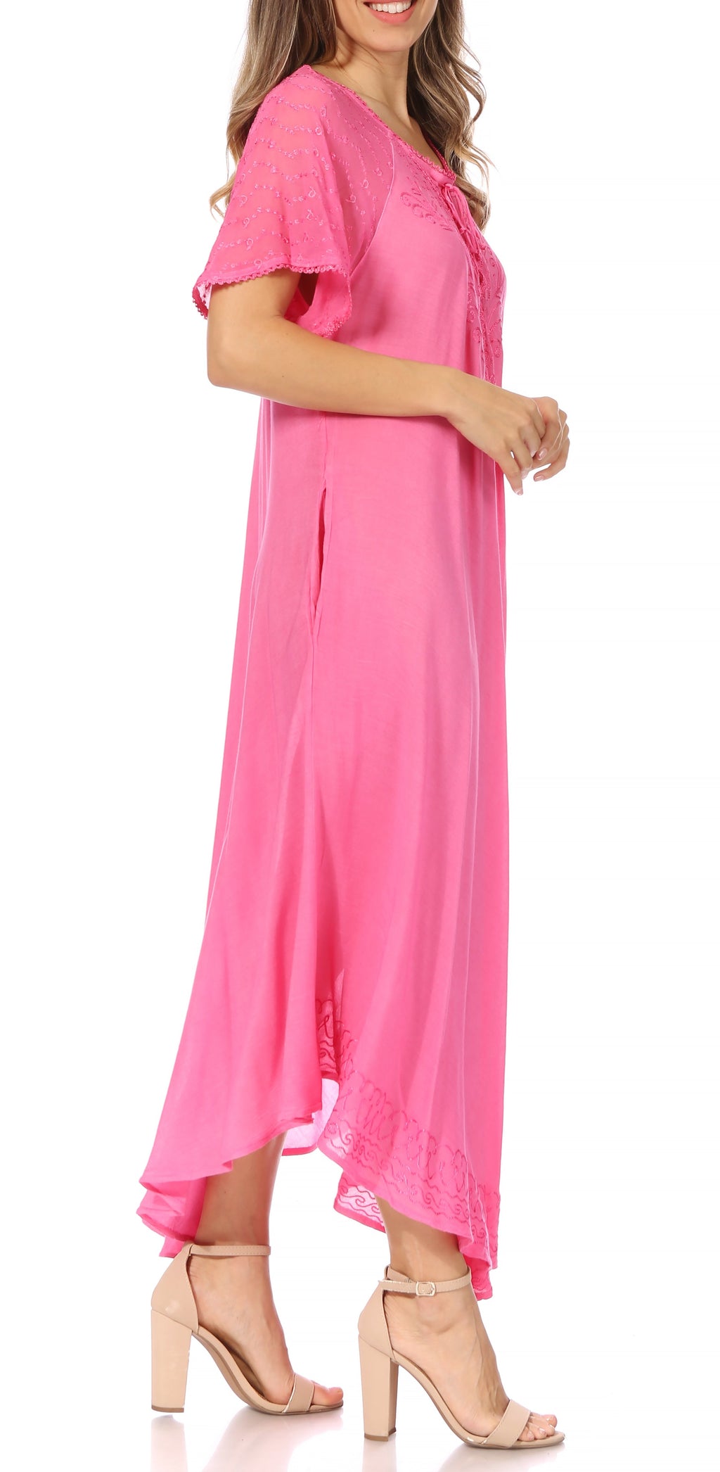 Women's Embroidered Long Caftan Dress and Cover-up