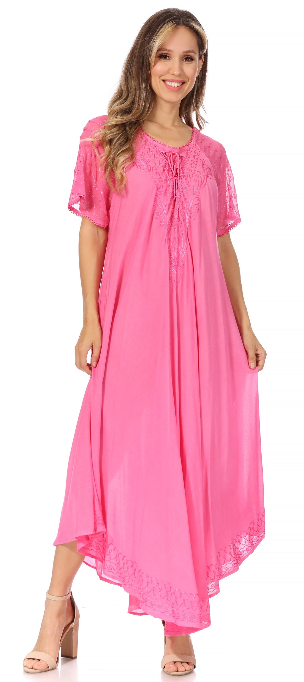 Women's Embroidered Long Caftan Dress and Cover-up