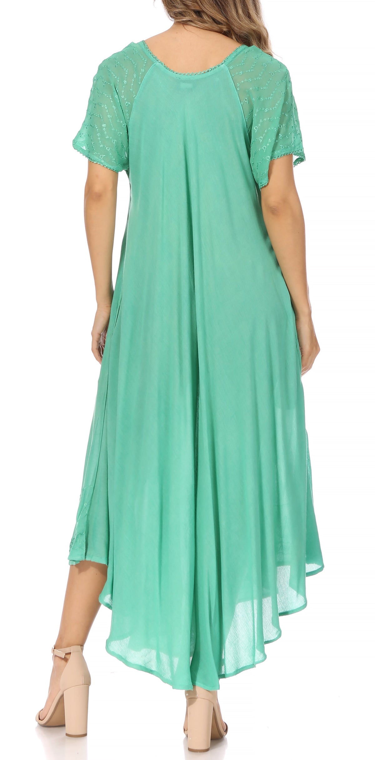 Women's Embroidered Long Caftan Dress and Cover-up