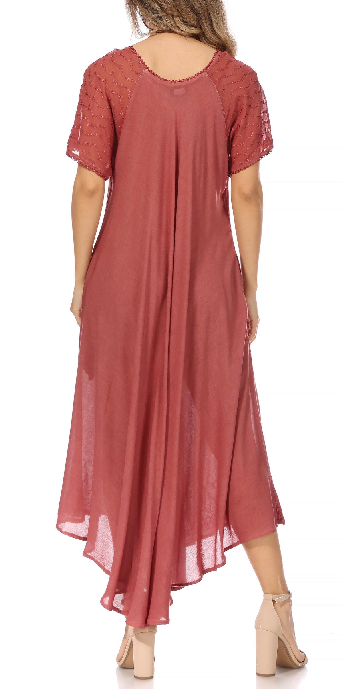 Women's Embroidered Long Caftan Dress and Cover-up