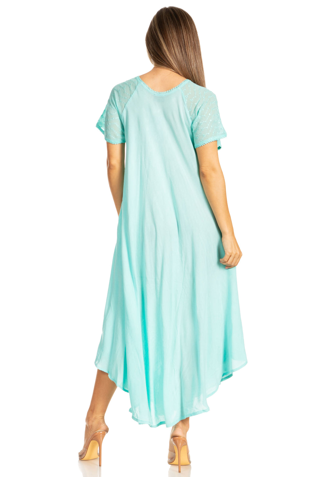 Women's Embroidered Long Caftan Dress and Cover-up