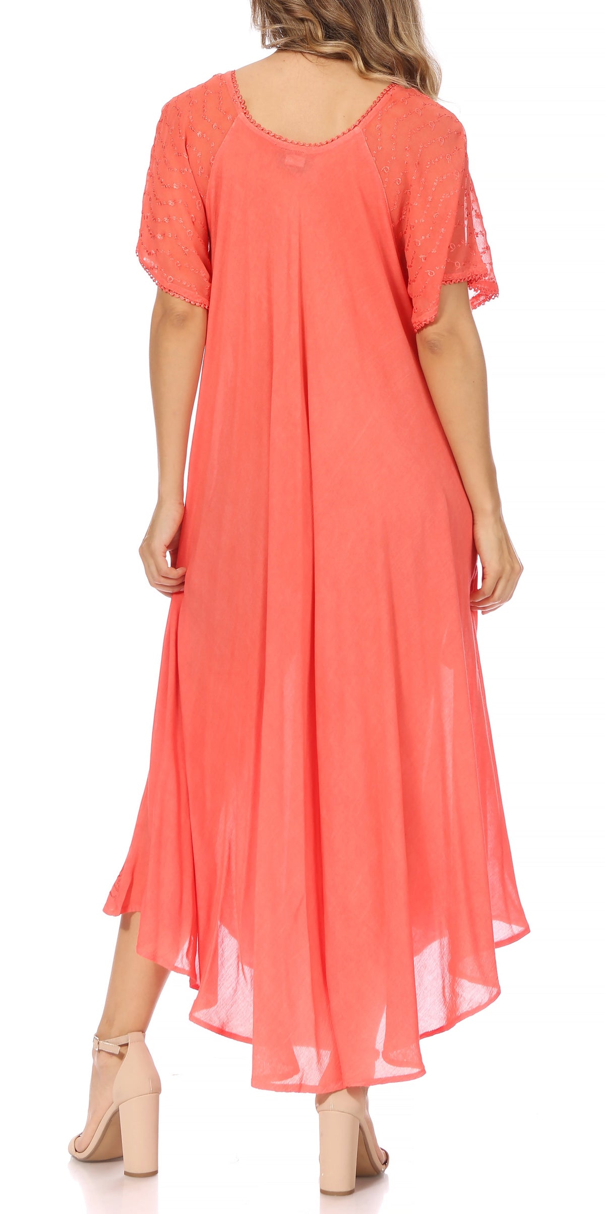 Women's Embroidered Long Caftan Dress and Cover-up