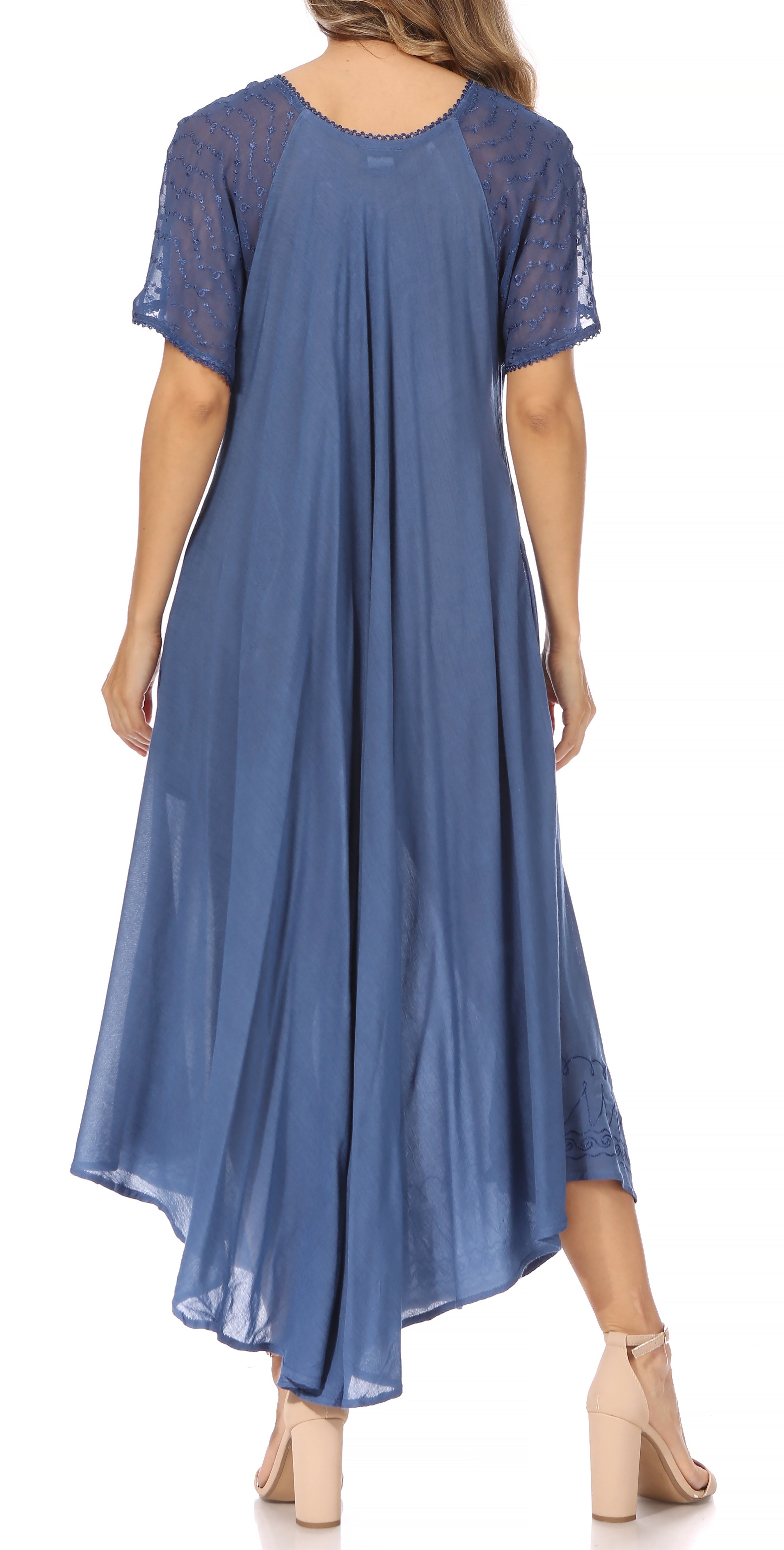Women's Embroidered Long Caftan Dress and Cover-up