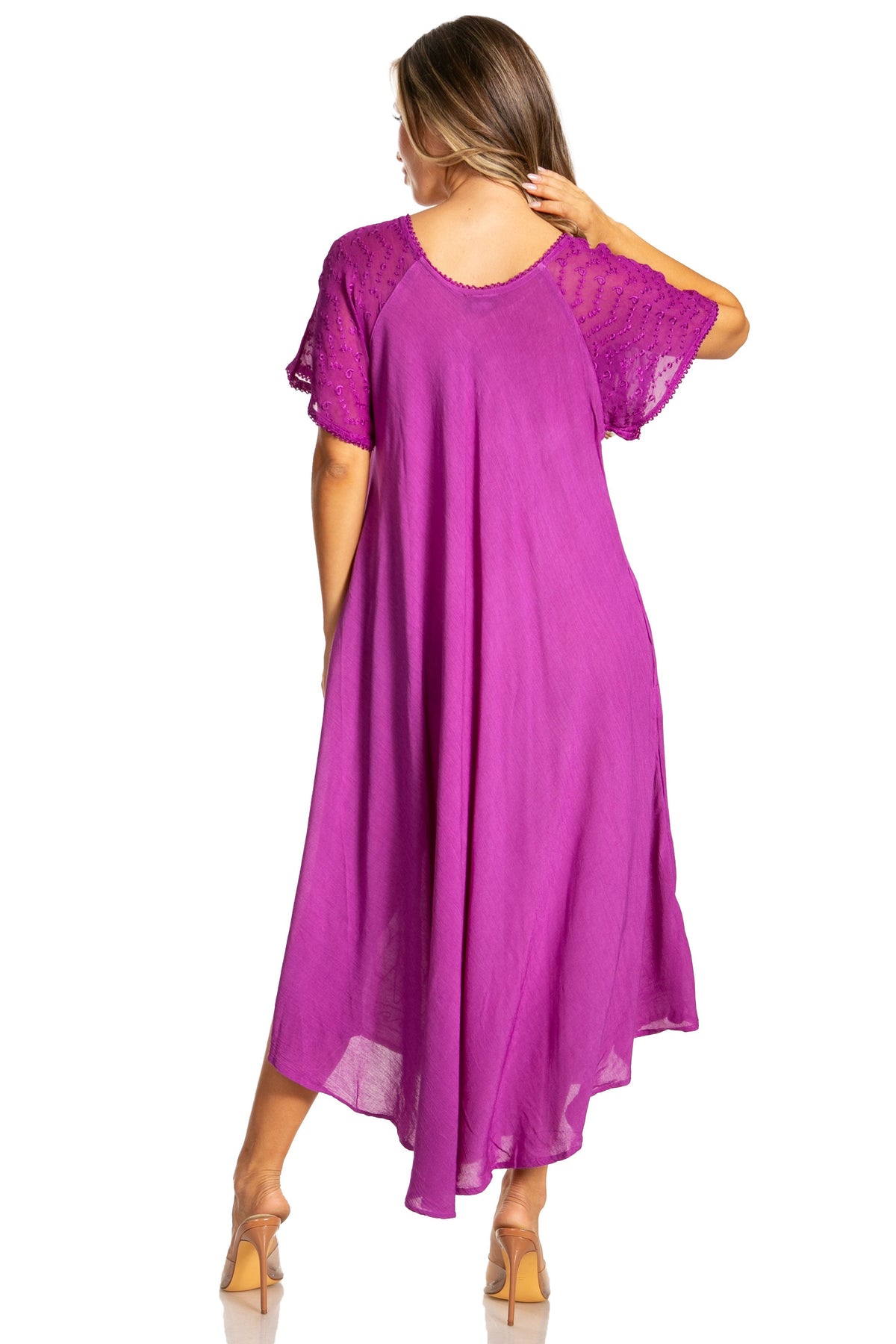 Women's Embroidered Long Caftan Dress and Cover-up