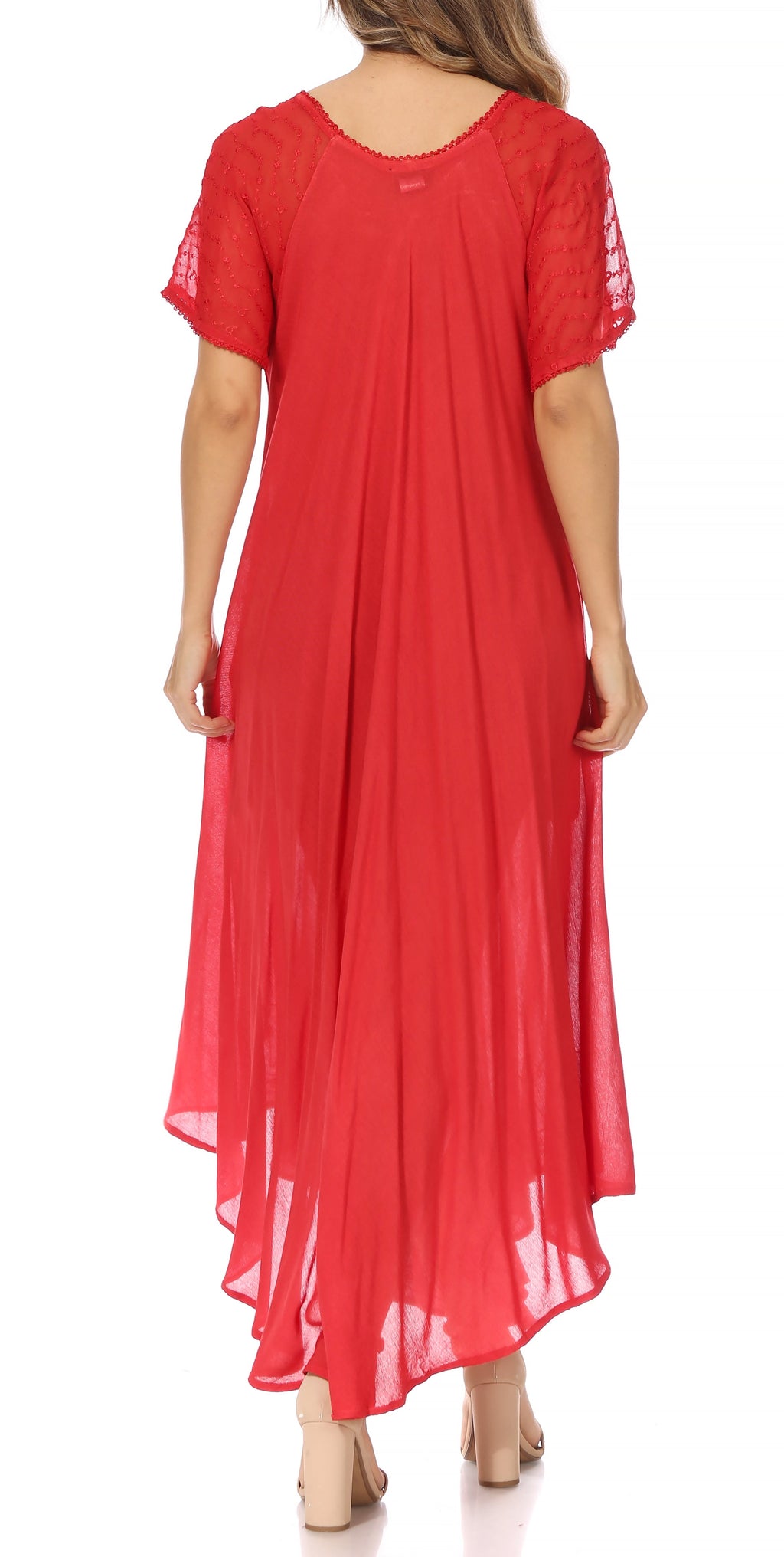 Women's Embroidered Long Caftan Dress and Cover-up
