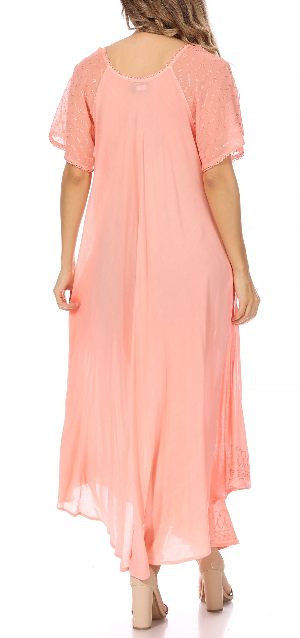 Women's Embroidered Long Caftan Dress and Cover-up