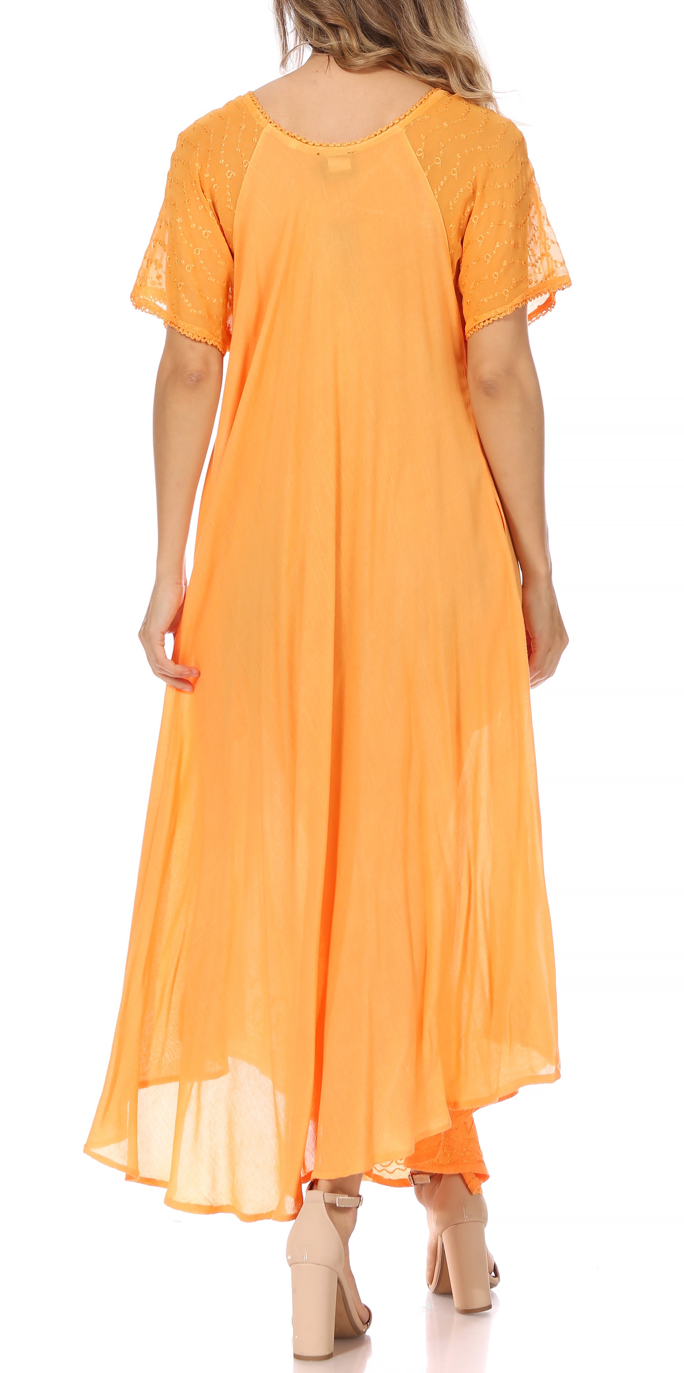 Women's Embroidered Long Caftan Dress and Cover-up