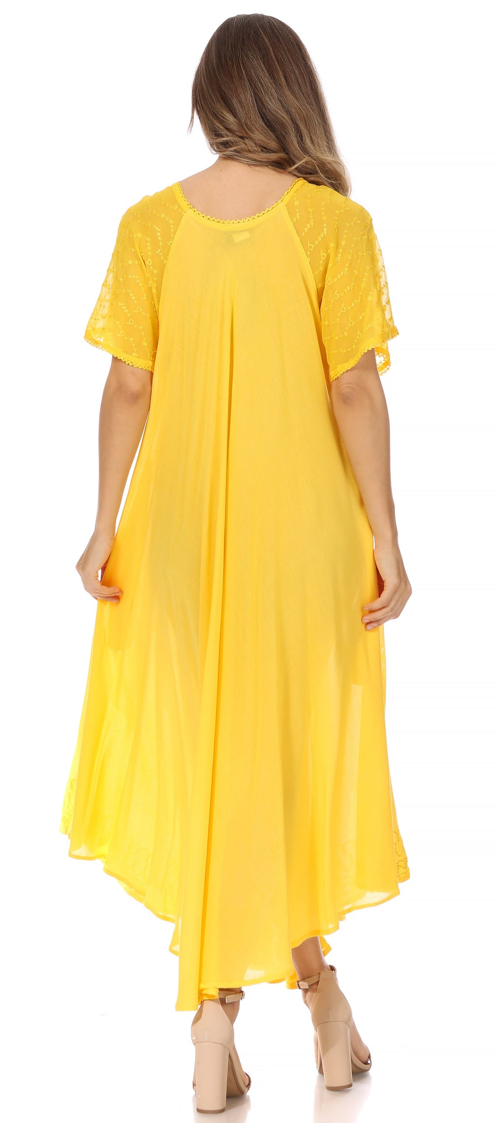 Women's Embroidered Long Caftan Dress and Cover-up