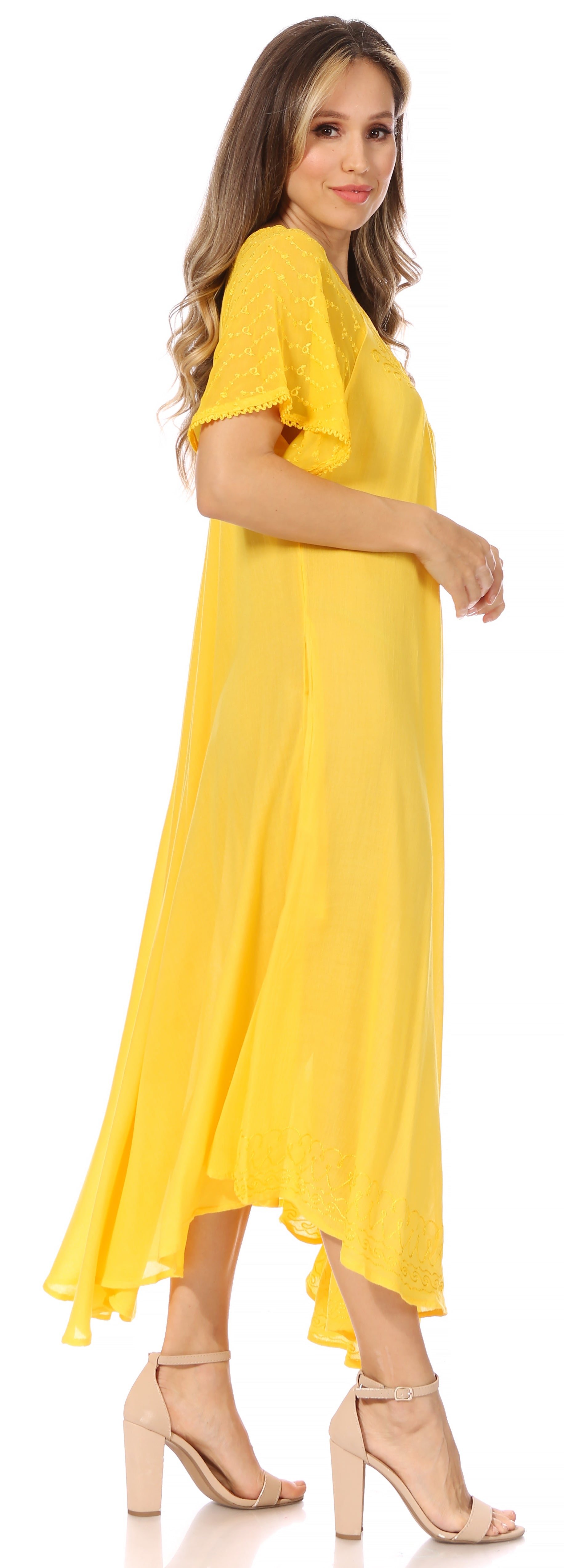 Women's Embroidered Long Caftan Dress and Cover-up