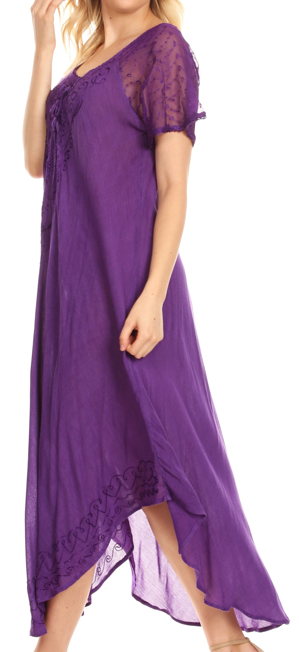 Women's Embroidered Long Caftan Dress and Cover-up