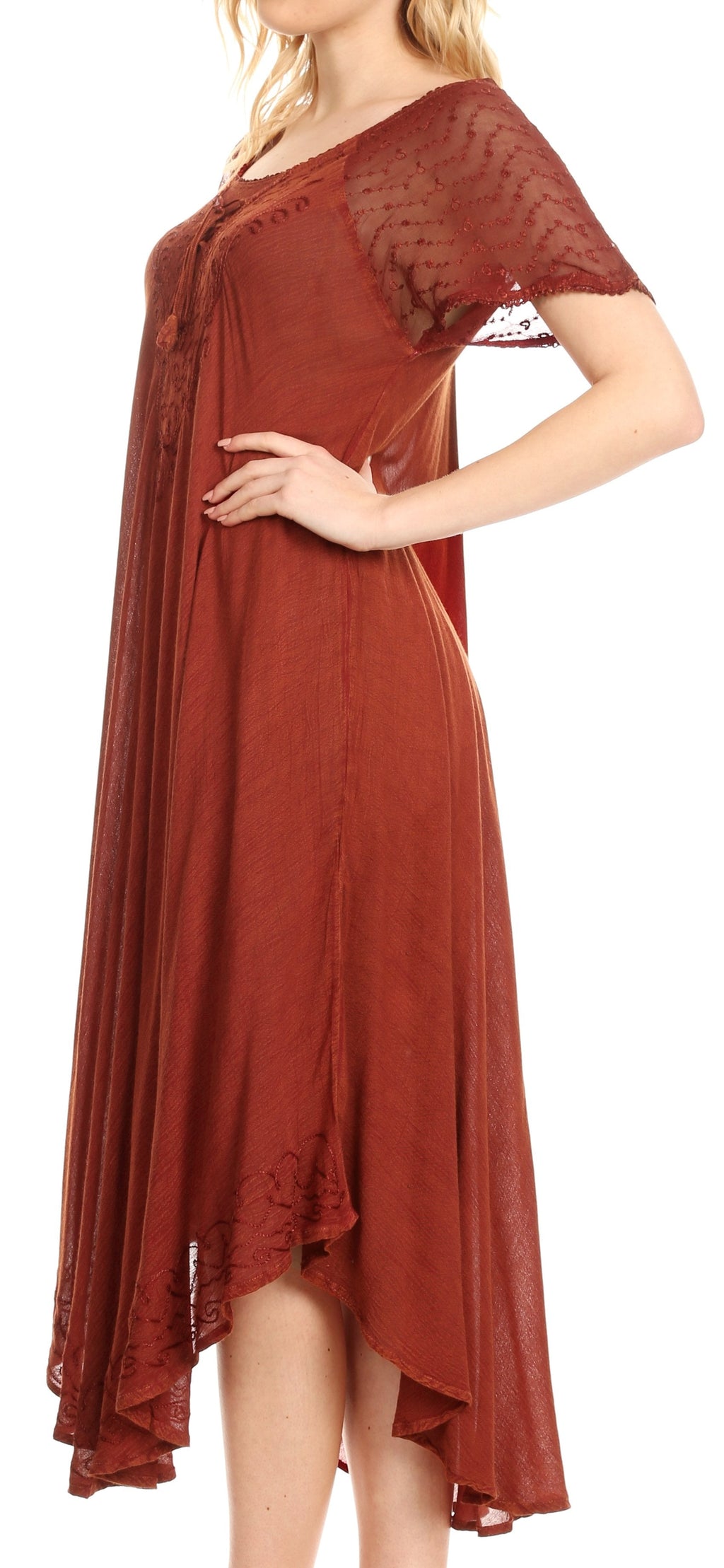 Women's Embroidered Long Caftan Dress and Cover-up