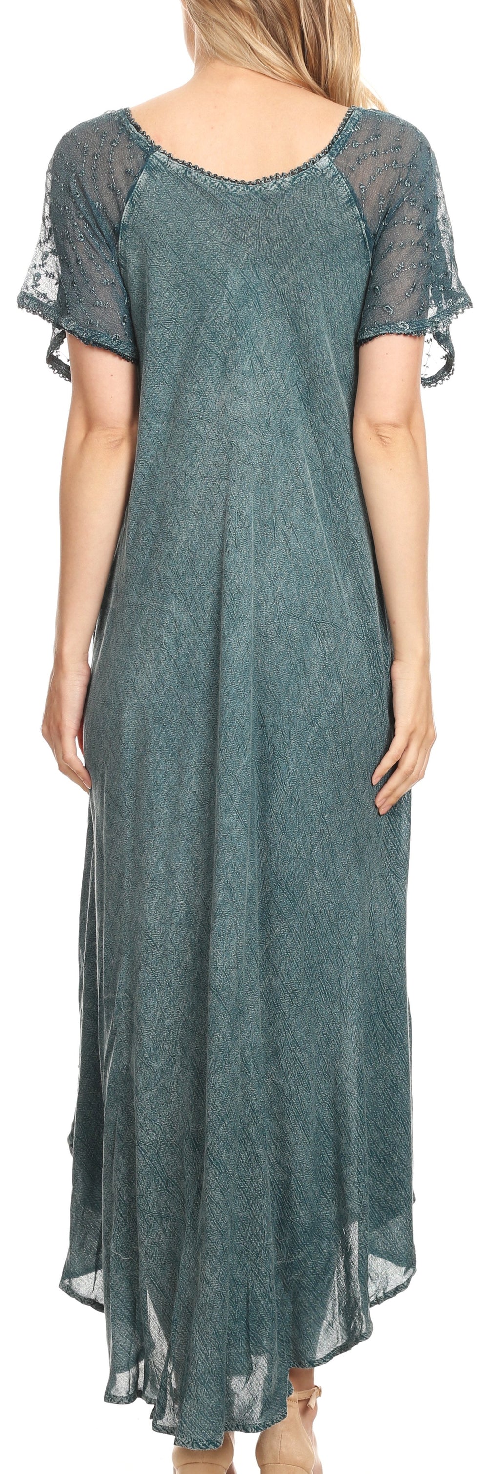 Women's Embroidered Long Caftan Dress and Cover-up