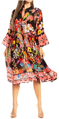 Women's Floral 3/4 Sleeves Shirt Dress and Cover-up