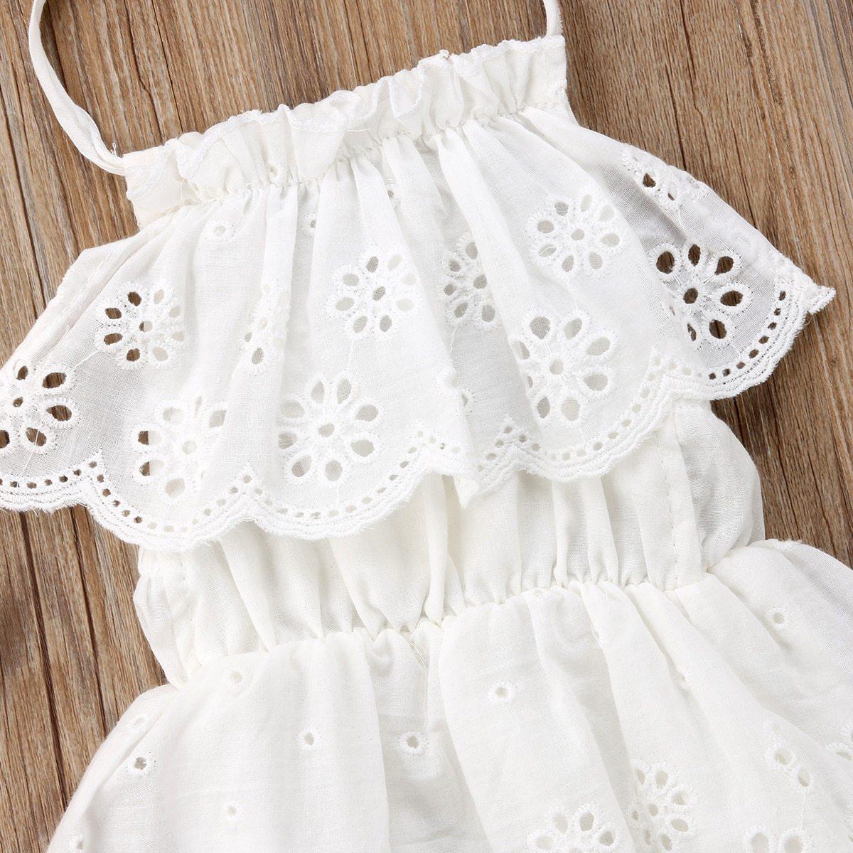 Baby Girl Lace Romper--Sleeveless Summer Outfit