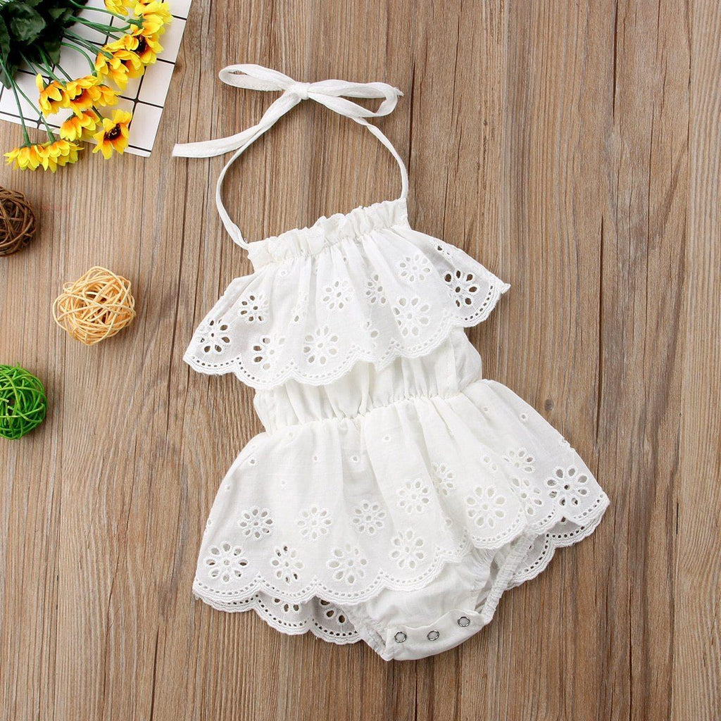Baby Girl Lace Romper--Sleeveless Summer Outfit