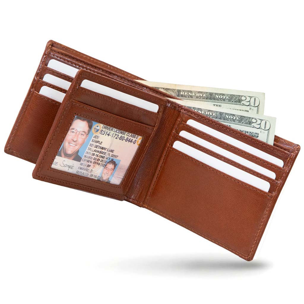 Men's Genuine Leather RFID Bifold wallet with ID Window