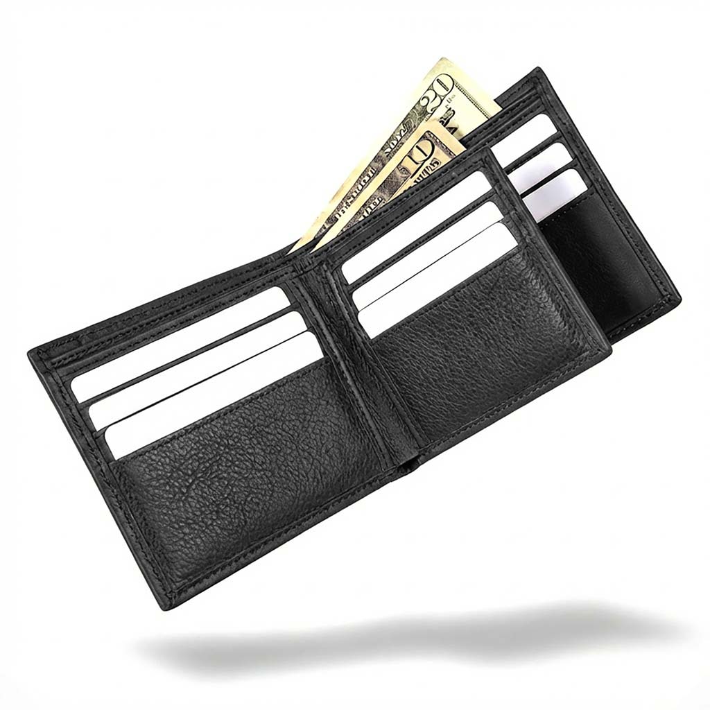 Men's Genuine Leather RFID Bifold wallet with ID Window