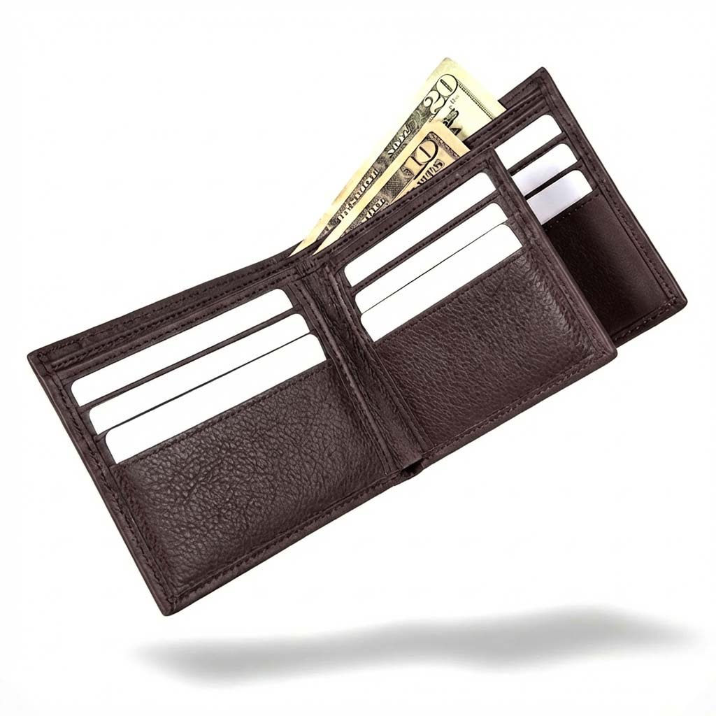 Men's Genuine Leather RFID Bifold wallet with ID Window