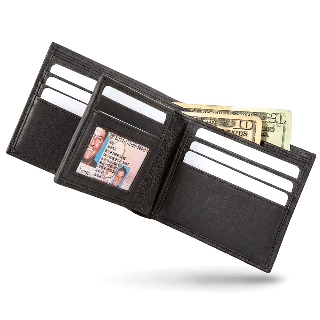 Men's Genuine Leather RFID Bifold wallet with ID Window