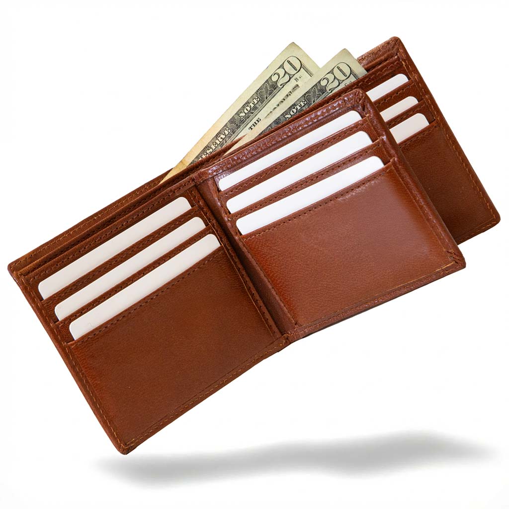 Men's Genuine Leather RFID Bifold wallet with ID Window