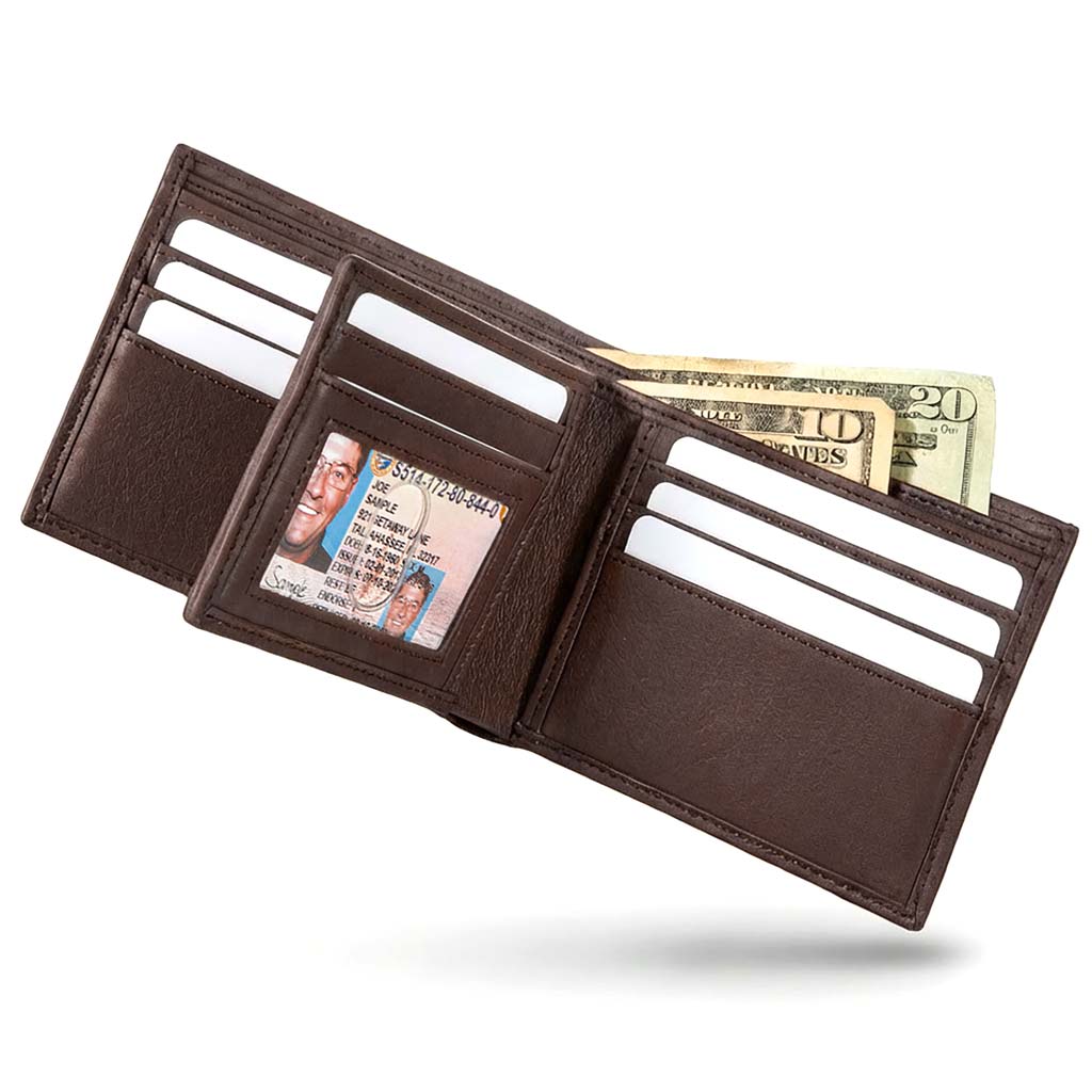 Men's Genuine Leather RFID Bifold wallet with ID Window