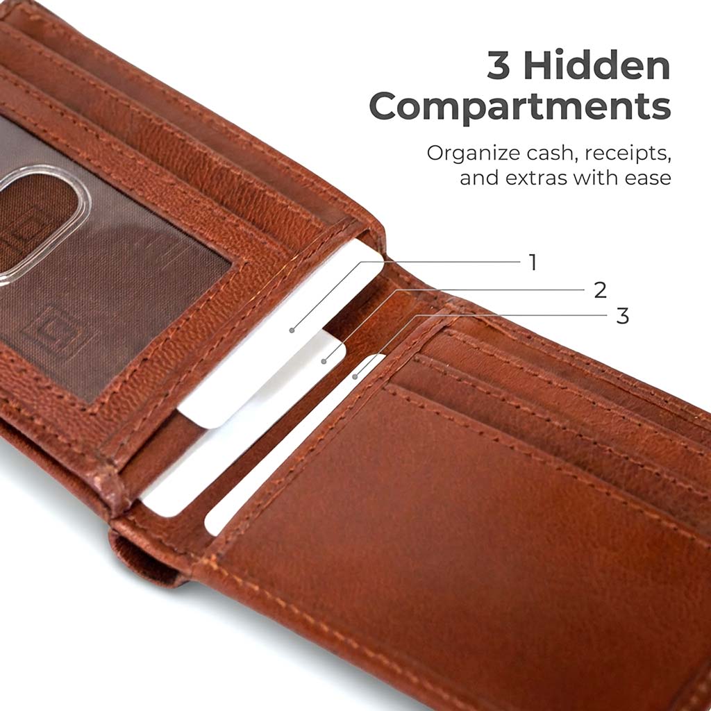 Men's Genuine Leather RFID Bifold wallet with ID Window