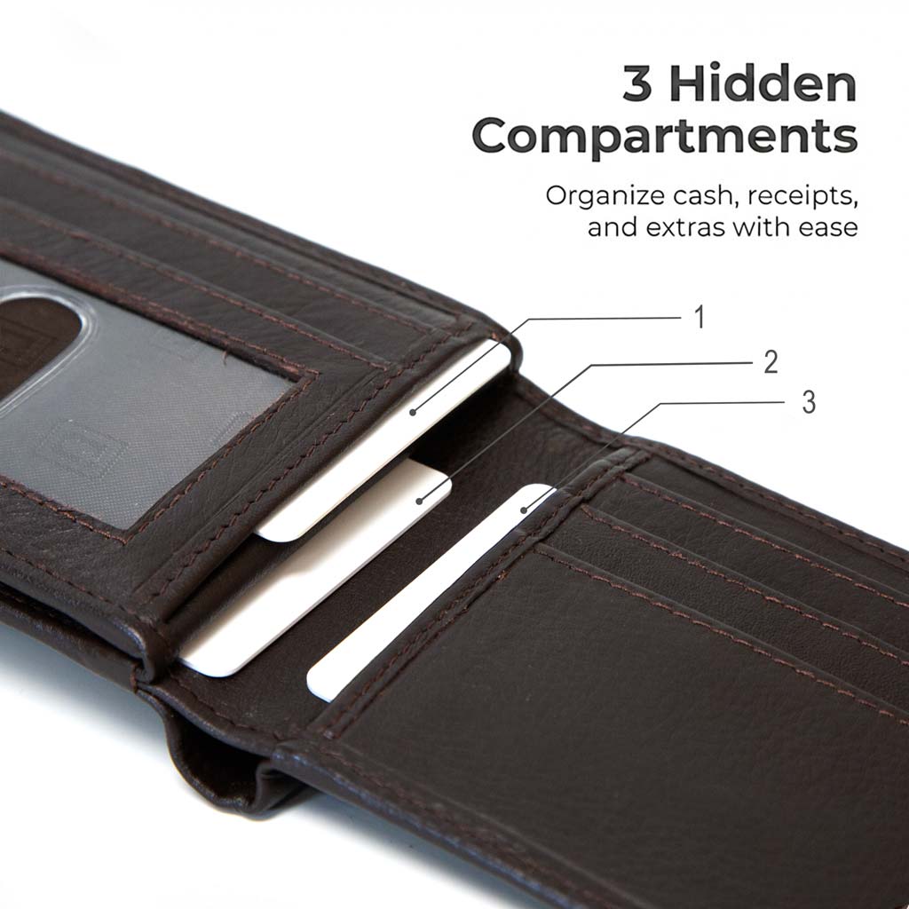 Men's Genuine Leather RFID Bifold wallet with ID Window