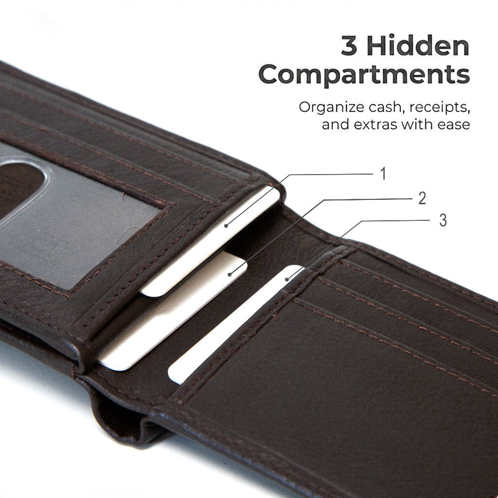 Men's Genuine Leather RFID Bifold wallet with ID Window