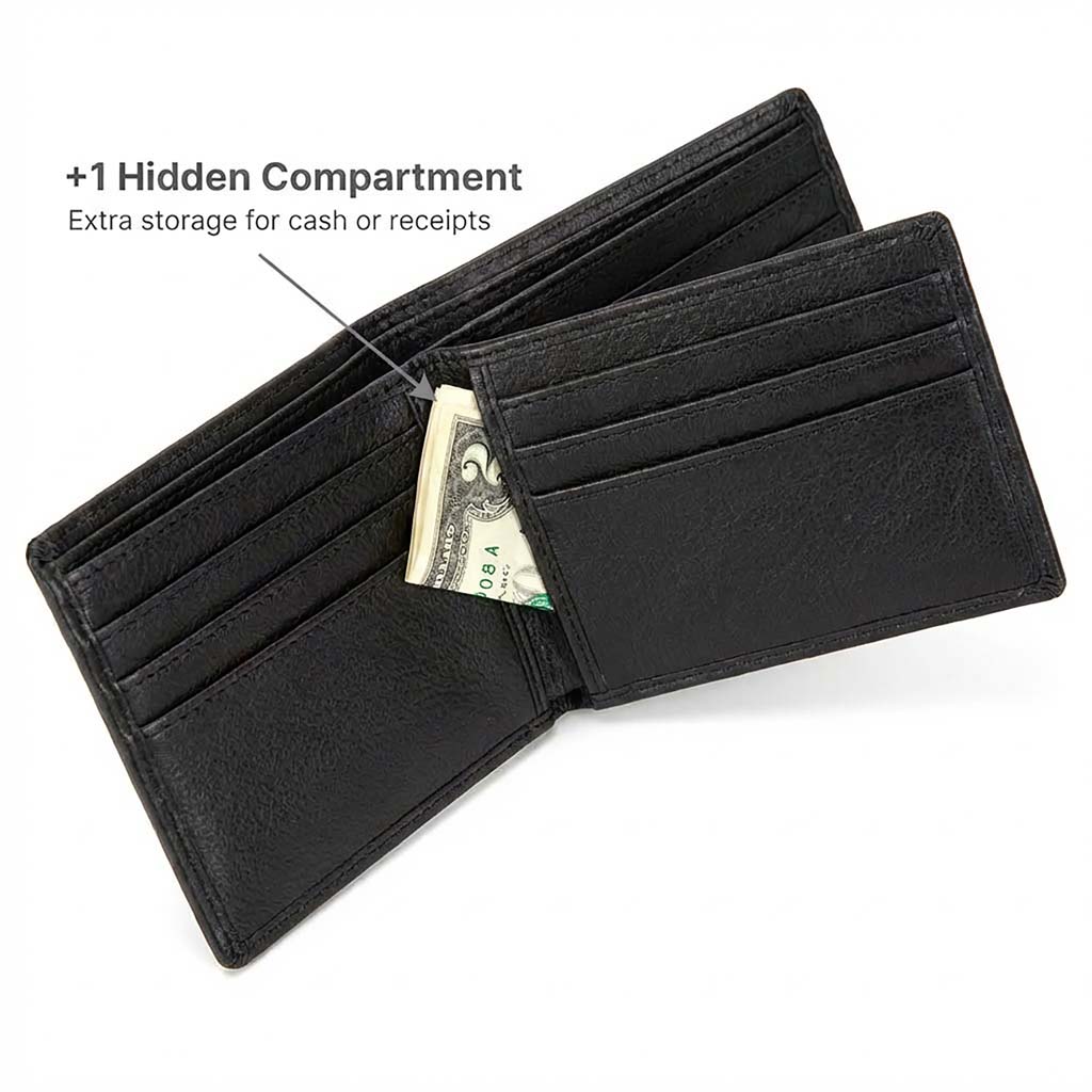 Men's Genuine Leather RFID Bifold wallet with ID Window