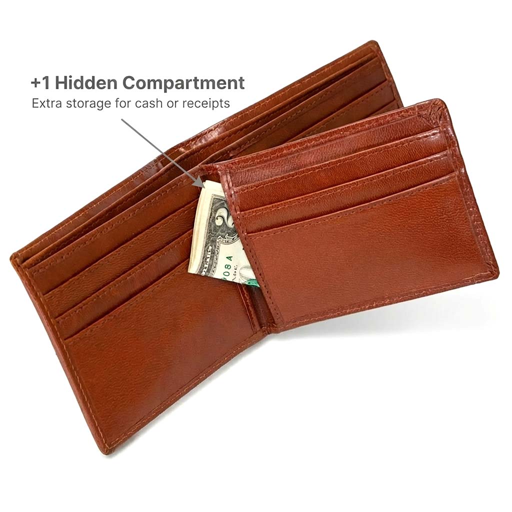 Men's Genuine Leather RFID Bifold wallet with ID Window