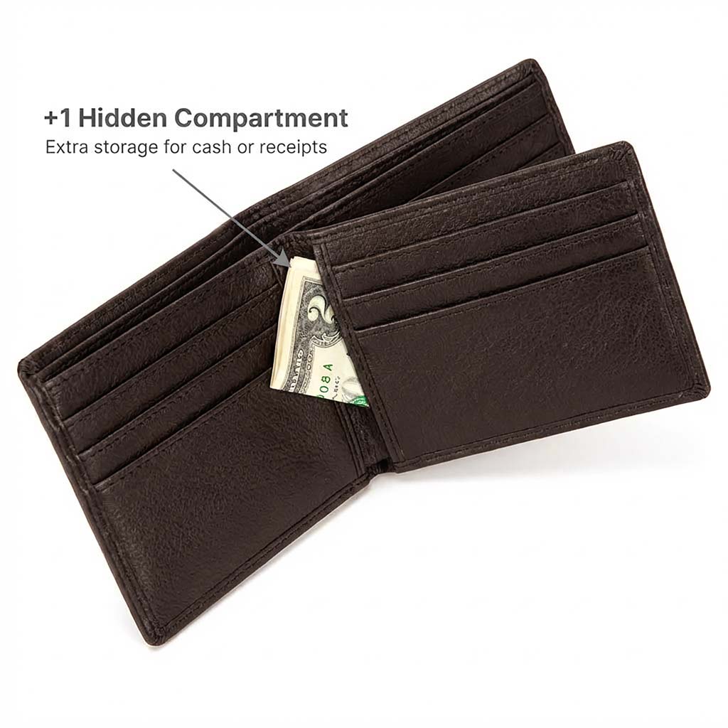 Men's Genuine Leather RFID Bifold wallet with ID Window