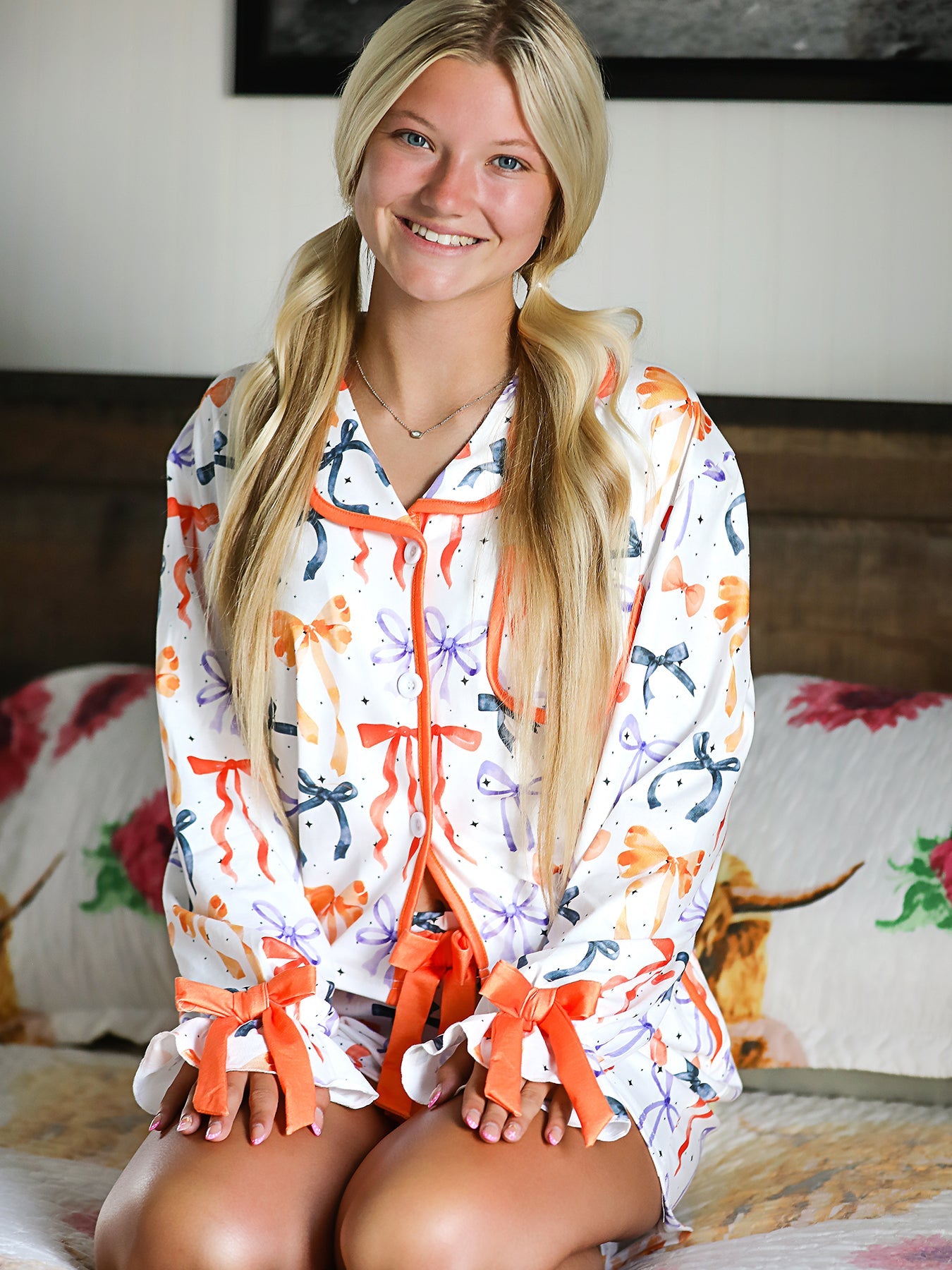 Mommy and Me Halloween Bow Pajama Set