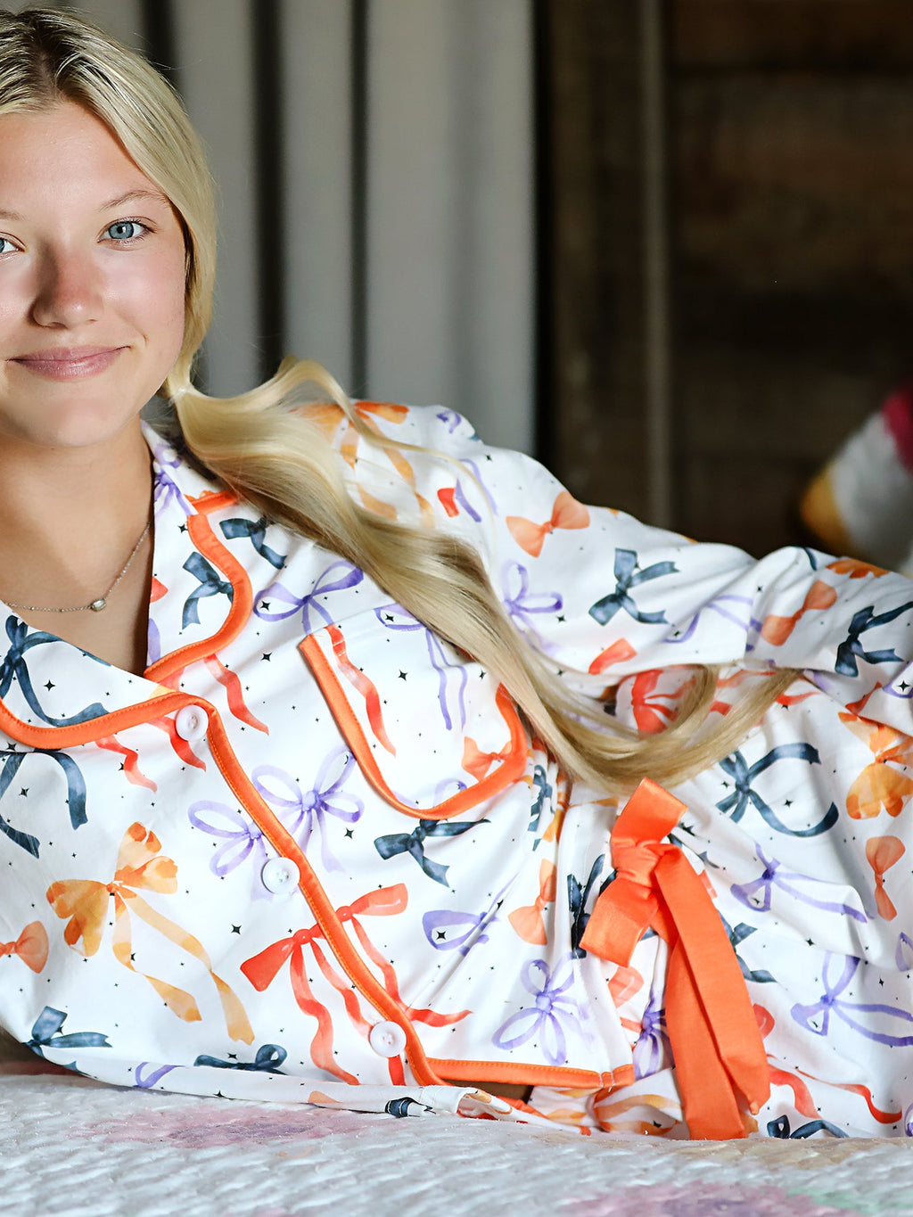 Mommy and Me Halloween Bow Pajama Set