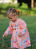 Girl's Fall Pumpkin Smocked Floral Dress