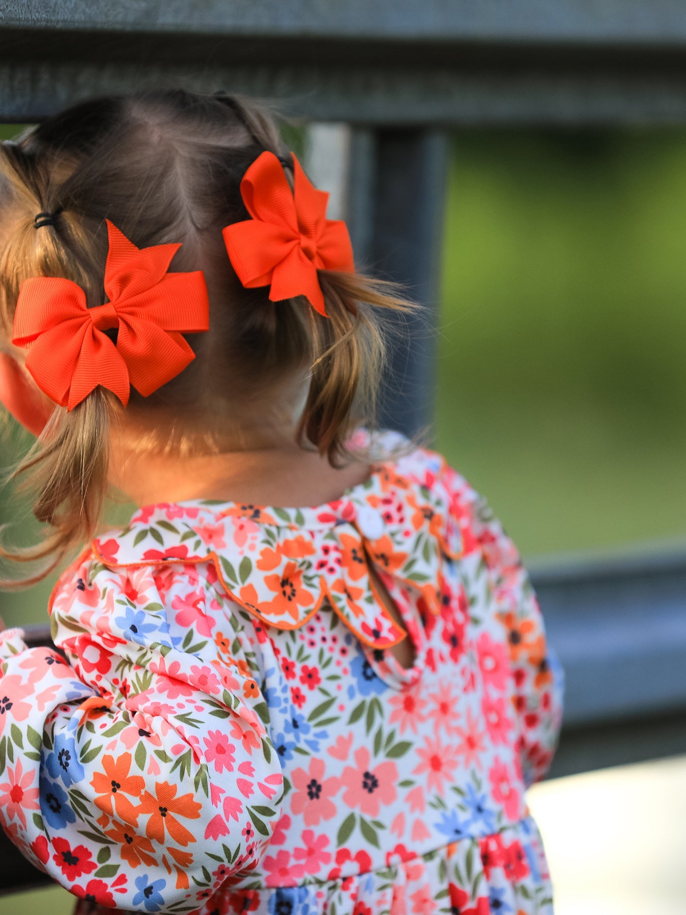 Girl's Fall Pumpkin Smocked Floral Dress
