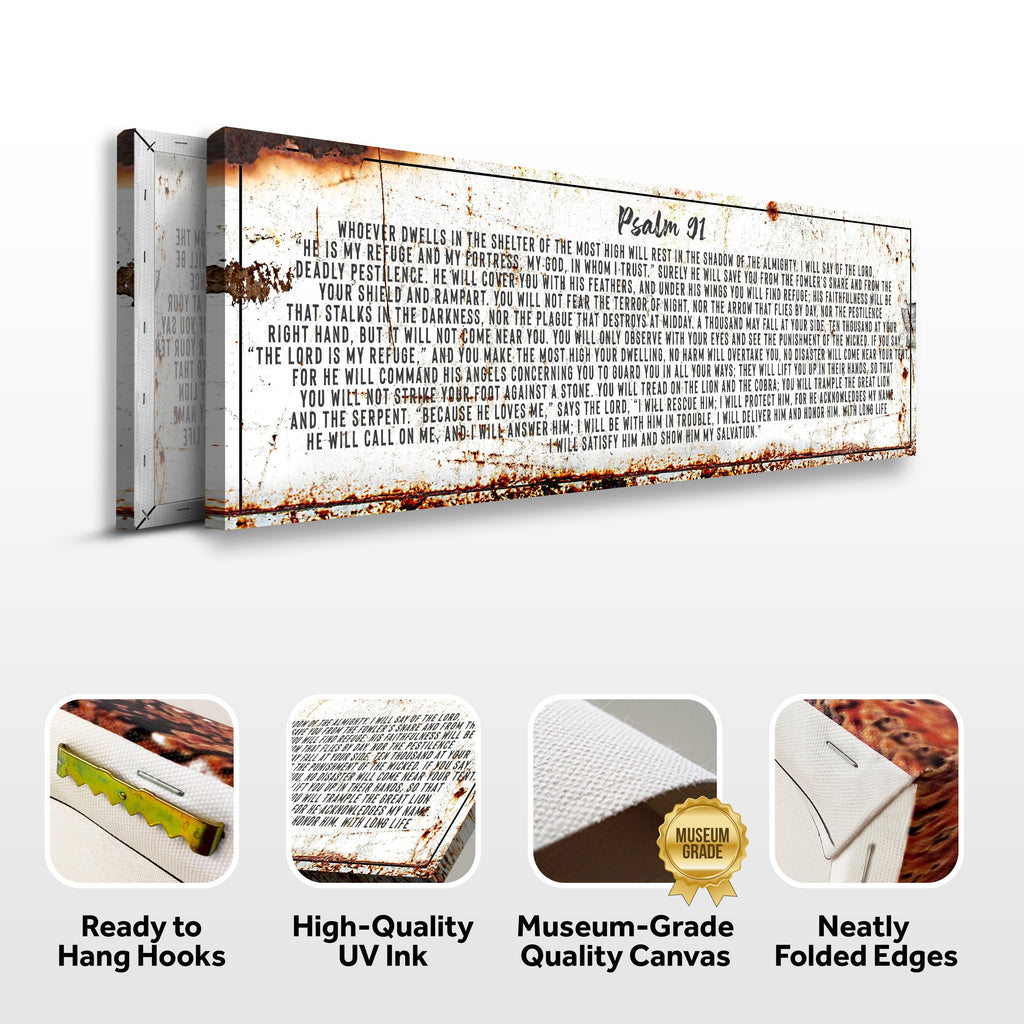 Psalms 91 "He id My Refuge" Rustic Wall Art