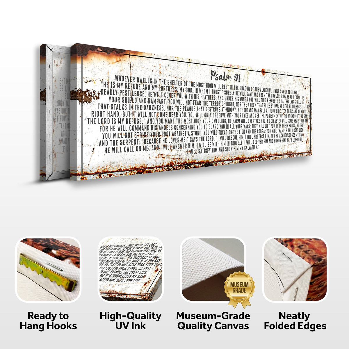Psalms 91 "He id My Refuge" Rustic Wall Art