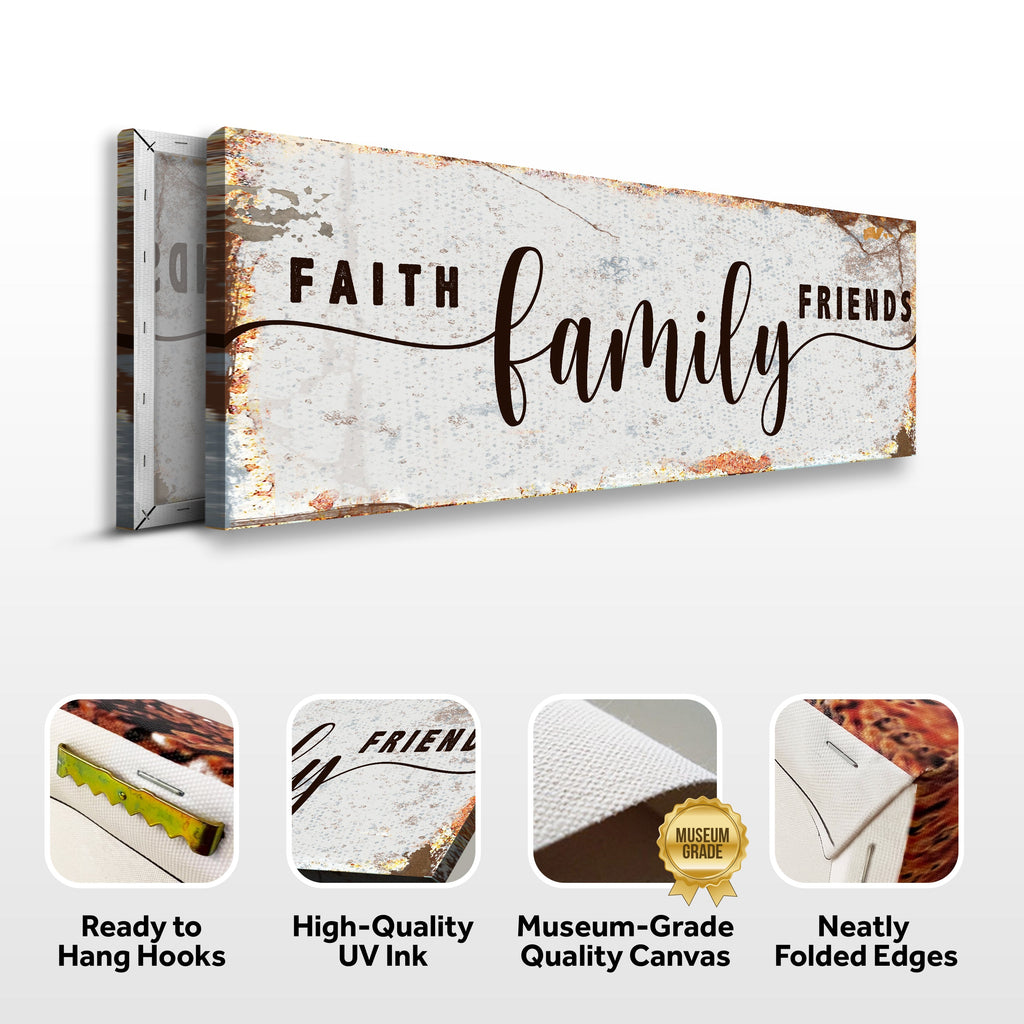 Faith Family Friends Rustic Canvas Wall Art