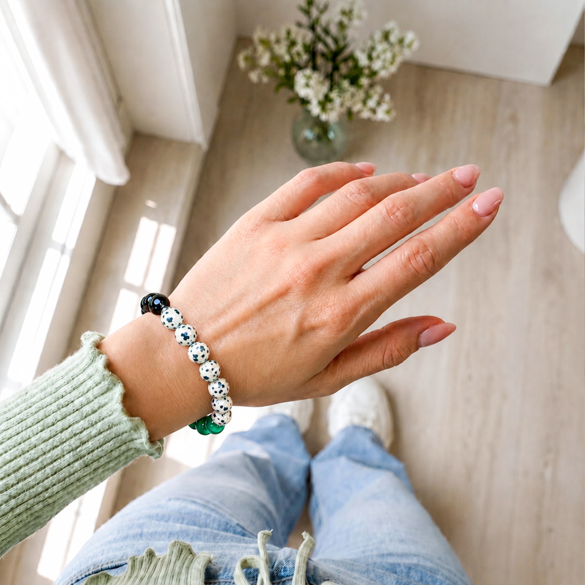 Soul Reset: Dalmatian Jasper Beaded Bracelet