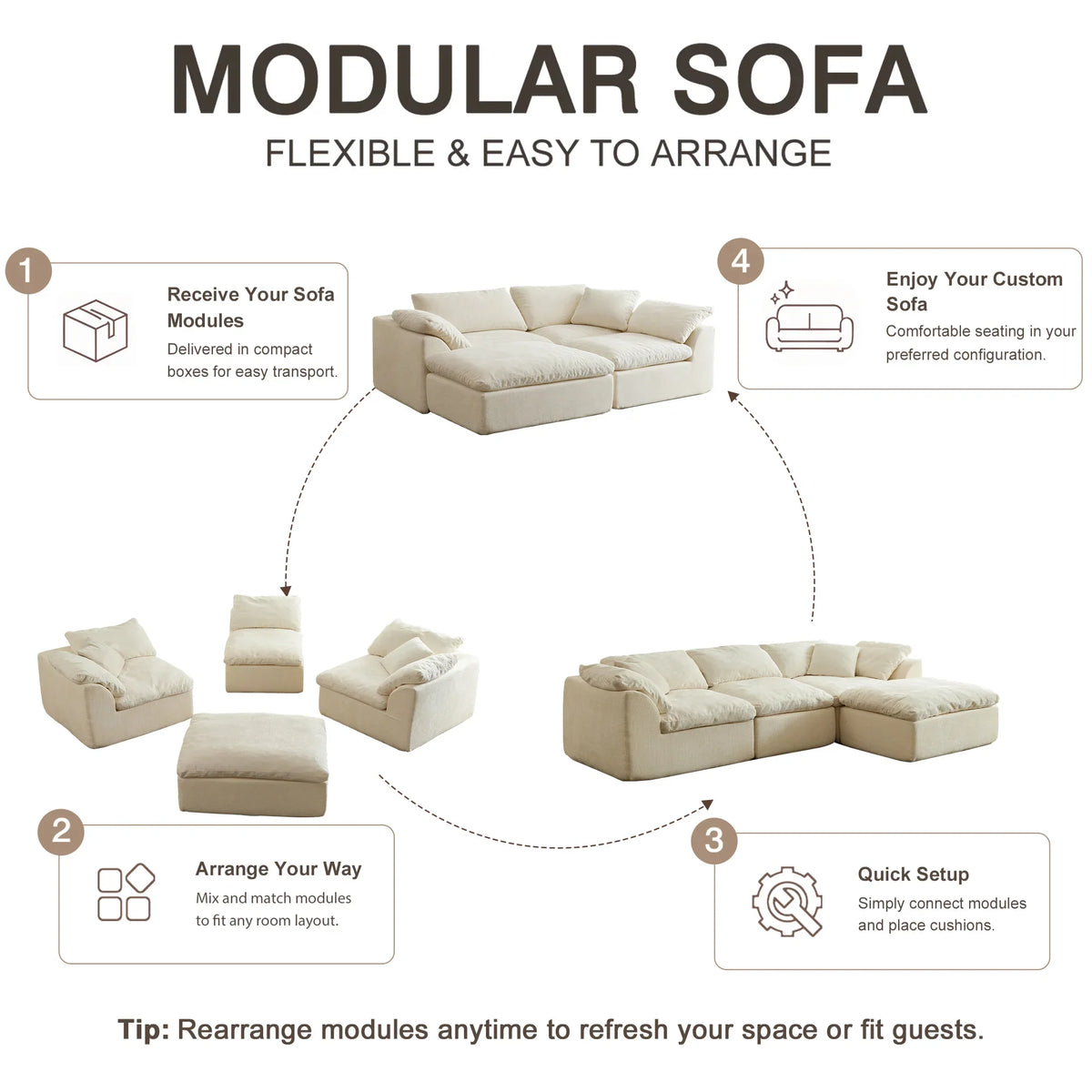 Modern Oversized Modular Sectional Sofa