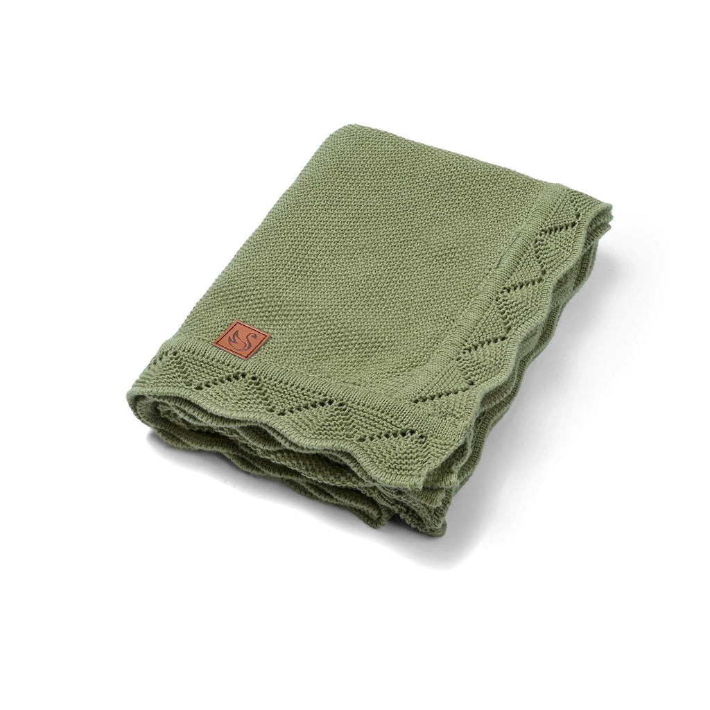 Sage Green Heirloom Lace Knit Baby Blanket