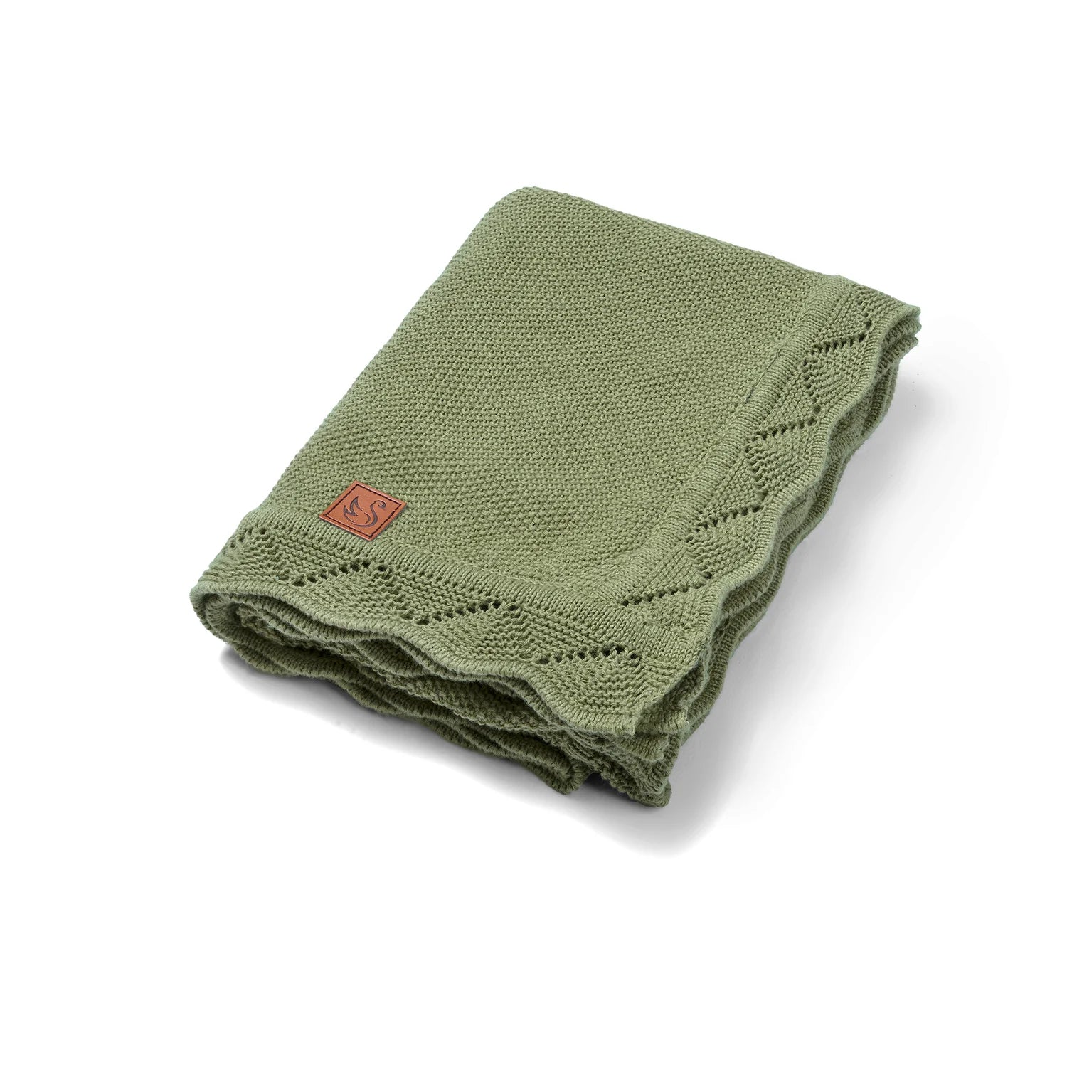 Sage Green Heirloom Lace Knit Baby Blanket